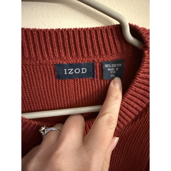 Vintage Men's Red Izod Pullover Crew Neck Sweater 2XL - Picture 3 of 9